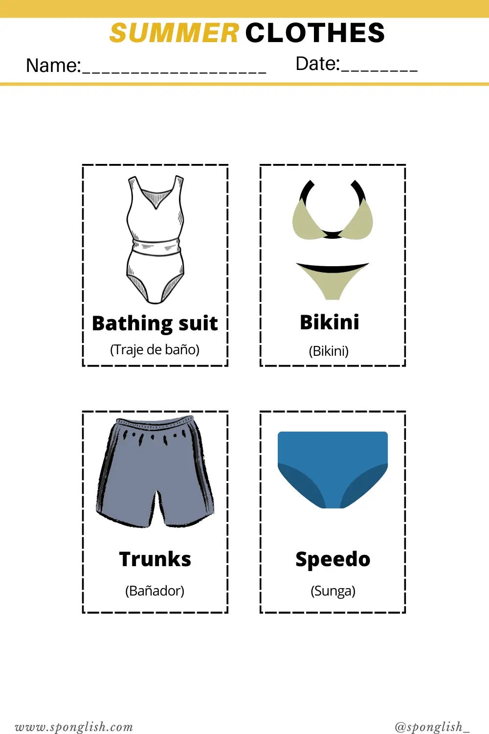 cómo se escribe vestido de baño en inglés - Cómo se dice en inglés traje de baño