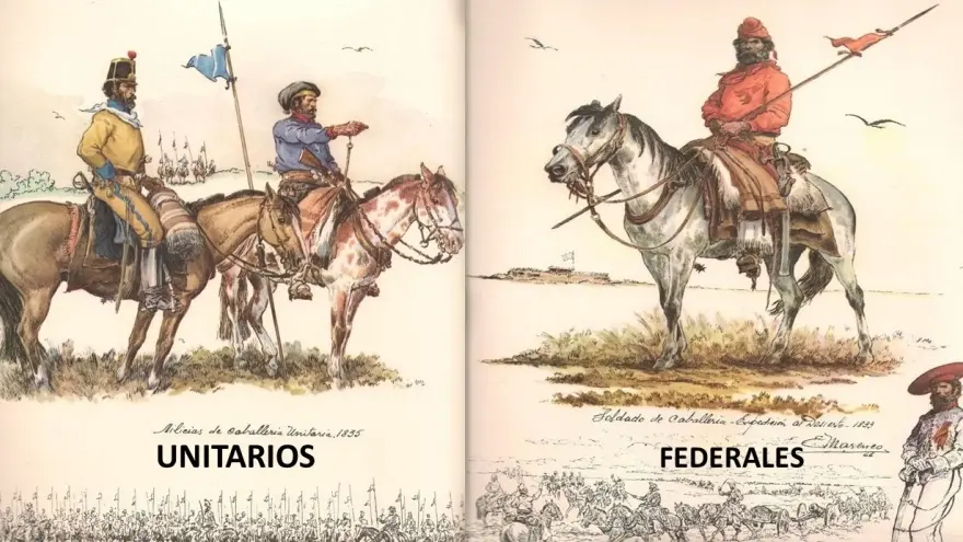 unitarios y federales ropa - Cuál era el color de los federales