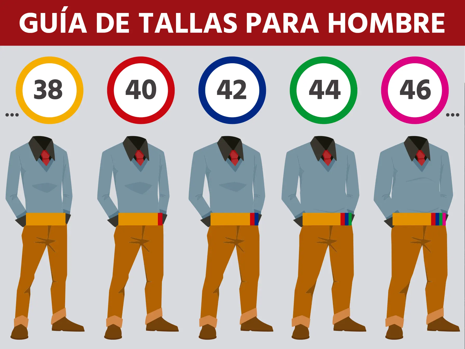 guia de tallas pantalones hombre - Cuál es la talla L en pantalón de hombre