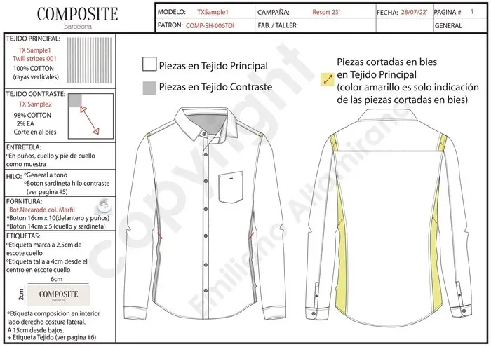 ficha tecnica de una camisa - Qué debe tener una ficha técnica de una prenda