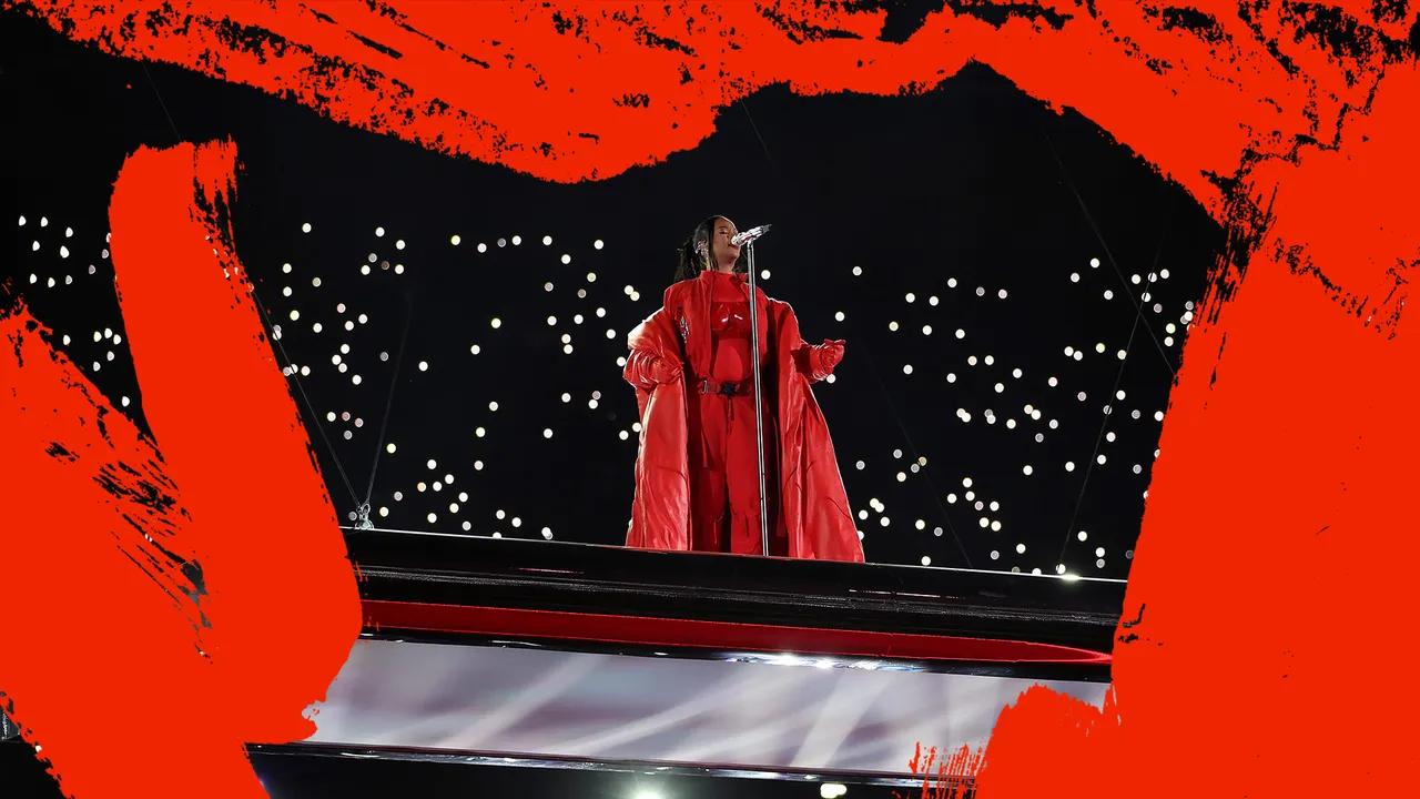 vestido rojo de rihanna - Qué es el símbolo que hizo Rihanna en el Super Bowl