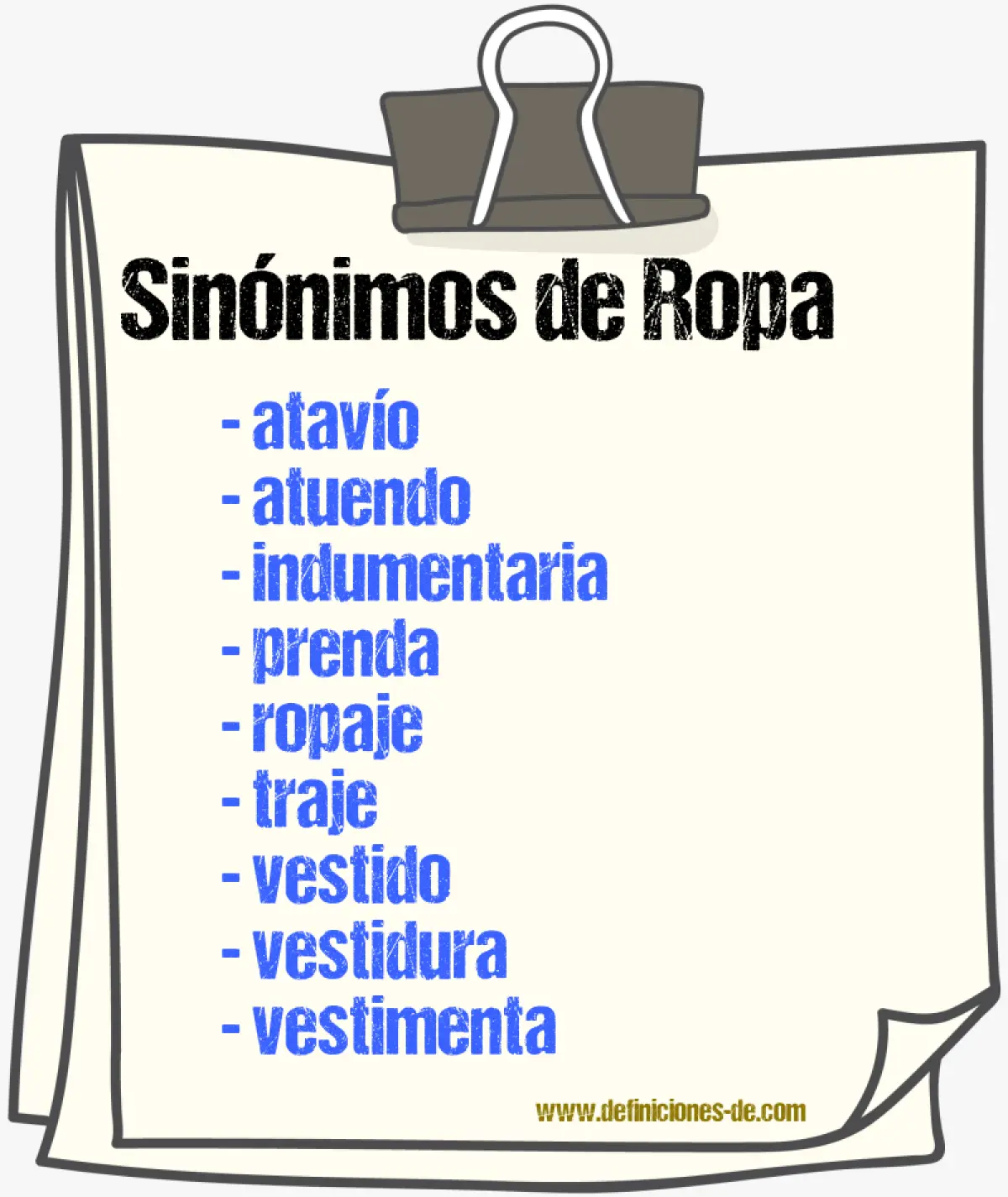 sinonimo de ropa - Qué palabras se relacionan con ropa