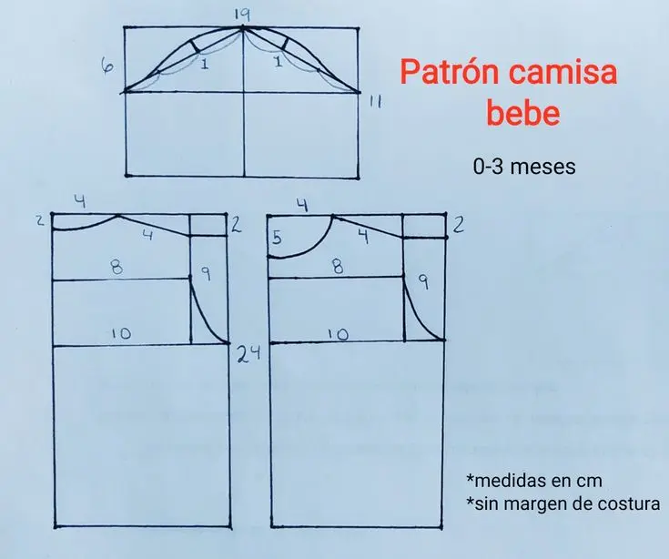 patrones camisa bebe de 0 a 3 meses - Qué talla de ropa para un recién nacido